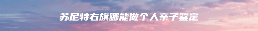苏尼特右旗哪能做个人亲子鉴定