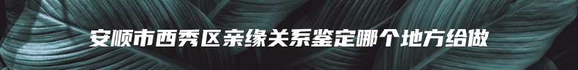 安顺市西秀区亲缘关系鉴定哪个地方给做