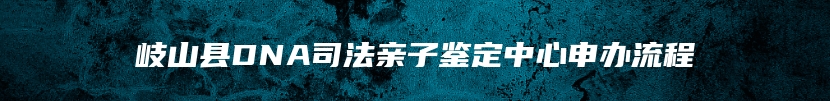 岐山县DNA司法亲子鉴定中心申办流程