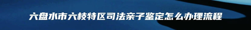 六盘水市六枝特区司法亲子鉴定怎么办理流程