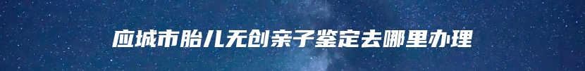 应城市胎儿无创亲子鉴定去哪里办理