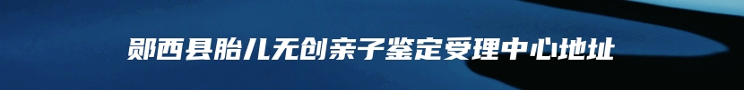 郧西县胎儿无创亲子鉴定受理中心地址