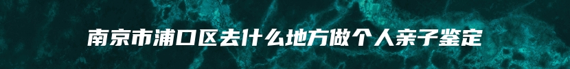 南京市浦口区去什么地方做个人亲子鉴定