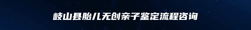 岐山县胎儿无创亲子鉴定流程咨询