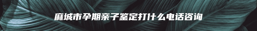 麻城市孕期亲子鉴定打什么电话咨询
