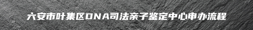 六安市叶集区DNA司法亲子鉴定中心申办流程