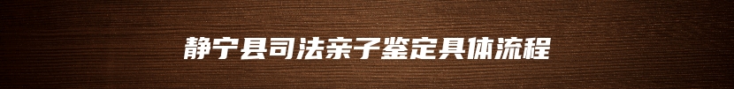 静宁县司法亲子鉴定具体流程
