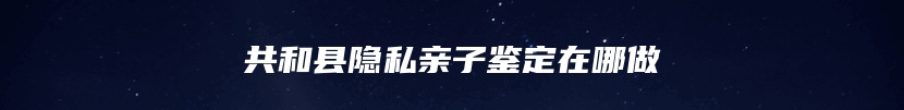 共和县隐私亲子鉴定在哪做