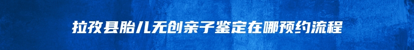 拉孜县胎儿无创亲子鉴定在哪预约流程