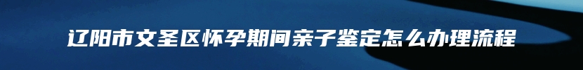 辽阳市文圣区怀孕期间亲子鉴定怎么办理流程