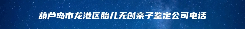 葫芦岛市龙港区胎儿无创亲子鉴定公司电话