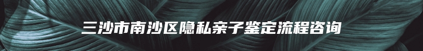 三沙市南沙区隐私亲子鉴定流程咨询