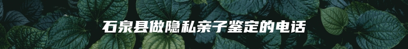 石泉县做隐私亲子鉴定的电话