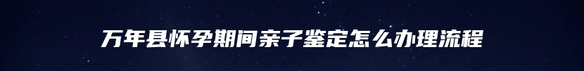 万年县怀孕期间亲子鉴定怎么办理流程