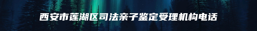 西安市莲湖区司法亲子鉴定受理机构电话