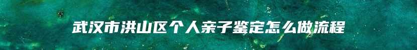 武汉市洪山区个人亲子鉴定怎么做流程