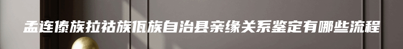 孟连傣族拉祜族佤族自治县亲缘关系鉴定有哪些流程