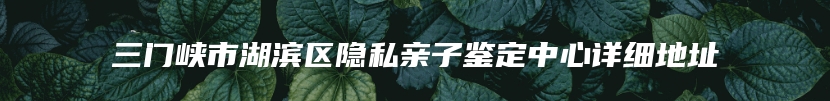 三门峡市湖滨区隐私亲子鉴定中心详细地址