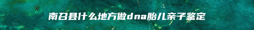 南召县什么地方做dna胎儿亲子鉴定