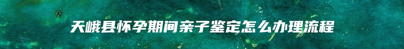 天峨县怀孕期间亲子鉴定怎么办理流程
