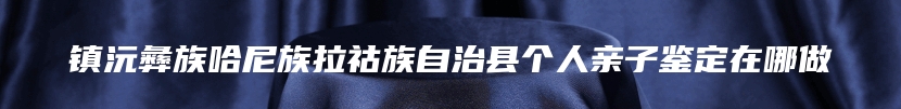 镇沅彝族哈尼族拉祜族自治县个人亲子鉴定在哪做