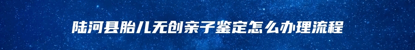 陆河县胎儿无创亲子鉴定怎么办理流程