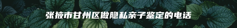 张掖市甘州区做隐私亲子鉴定的电话