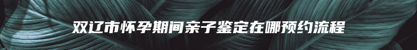 双辽市怀孕期间亲子鉴定在哪预约流程