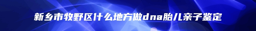 新乡市牧野区什么地方做dna胎儿亲子鉴定