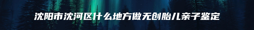 沈阳市沈河区什么地方做无创胎儿亲子鉴定
