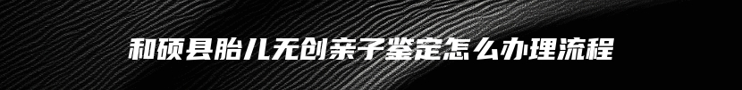 和硕县胎儿无创亲子鉴定怎么办理流程