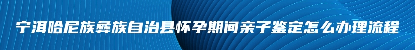 宁洱哈尼族彝族自治县怀孕期间亲子鉴定怎么办理流程