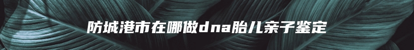 防城港市在哪做dna胎儿亲子鉴定