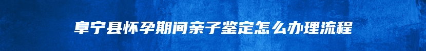 阜宁县怀孕期间亲子鉴定怎么办理流程