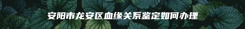 安阳市龙安区血缘关系鉴定如何办理