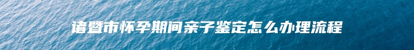 诸暨市怀孕期间亲子鉴定怎么办理流程