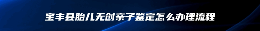 宝丰县胎儿无创亲子鉴定怎么办理流程