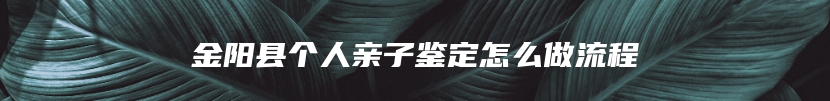 金阳县个人亲子鉴定怎么做流程