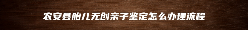 农安县胎儿无创亲子鉴定怎么办理流程