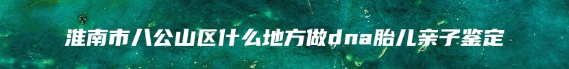 淮南市八公山区什么地方做dna胎儿亲子鉴定