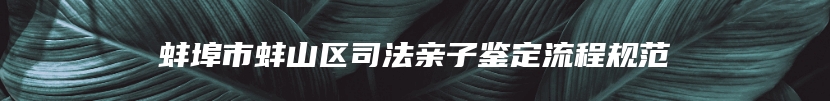 蚌埠市蚌山区司法亲子鉴定流程规范