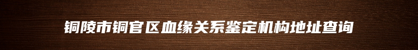 铜陵市铜官区血缘关系鉴定机构地址查询