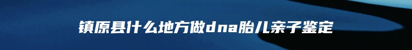 镇原县什么地方做dna胎儿亲子鉴定