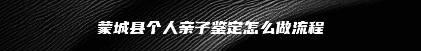 蒙城县个人亲子鉴定怎么做流程