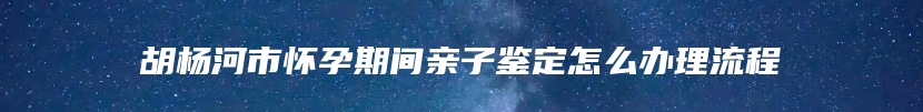 胡杨河市怀孕期间亲子鉴定怎么办理流程