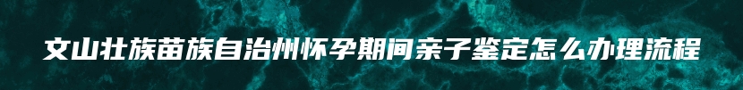 文山壮族苗族自治州怀孕期间亲子鉴定怎么办理流程