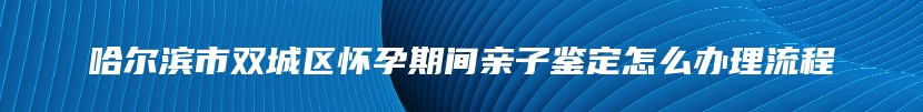 哈尔滨市双城区怀孕期间亲子鉴定怎么办理流程