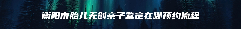衡阳市胎儿无创亲子鉴定在哪预约流程