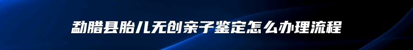 勐腊县胎儿无创亲子鉴定怎么办理流程