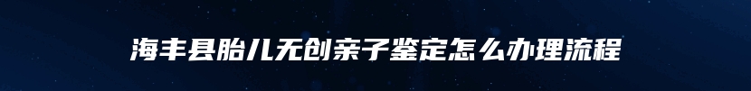 海丰县胎儿无创亲子鉴定怎么办理流程
